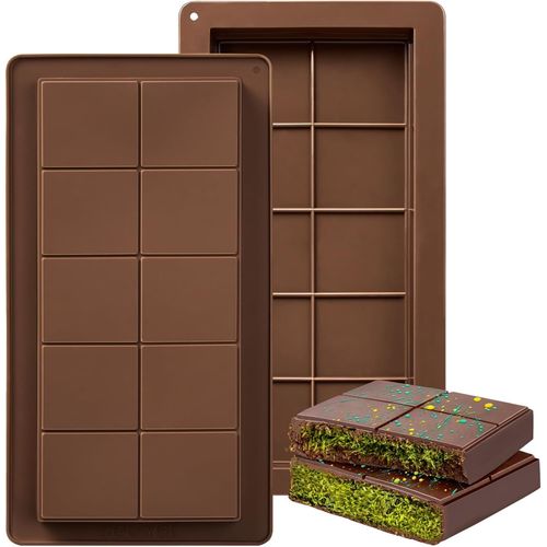 2 Moule Tablette en Chocolat Moules à Chocolat en Silicone pour Faire Des Gaufres,De La Gelée,Des Bonbons,Des Glaces,Du Pudding,Du Savon,Des Bougies,Des Accessoires en Argile
