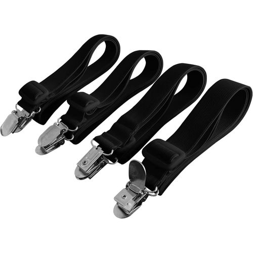 Lot De 4 Accessoires Literie Tendeur Draps Réglable Sangle Drap Housse Élastique, Pour Drap Lit, Canapé, Housse De Repassage 30Cm À 120Cm, Noir[APP8808667]