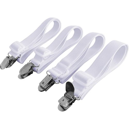 Lot De 4 Accessoires Literie Tendeur Draps Réglable Sangle Drap Housse Élastique, Pour Drap Lit, Canapé, Housse De Repassage 30Cm À 120Cm, Blanc[APP8808666]