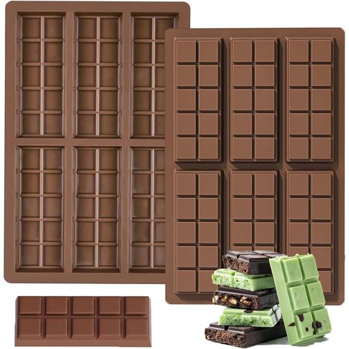 2 Moule Tablette en Chocolat Moule Silicone Tablette De Chocolat pour Faire Des Gaufres,De La Gelée,Des Bonbons,Des Glaces,Du Pudding,Du Savon,Des Bougies,Des Accessoires en Argile