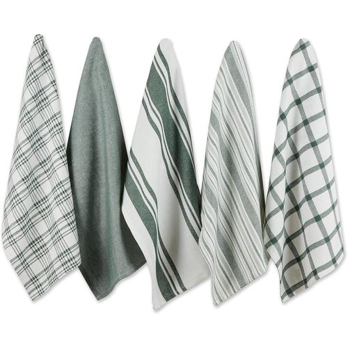 Lot De 5 Torchons De Cuisine Tissés Assortis, 45,7 X 71,1 Cm, Vert Foncé[App8812227]