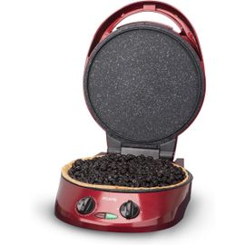 SUBZONAL-H.Koenig Appareil à Tarte Express TRT180, Multicuiseur, Quiche Tartelette Pizza, Tart Maker sur Table, 2 plaques Plancha Grill Four, Thermostat Réglable 210°C, Ouverture 105-180°, 9 Moules à