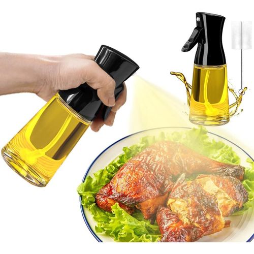 Teppc-Nébuliseur D'huile De Cuisine En Verre - 180ml Nouveau Flacon Pulvérisateur D'huile, Nébuliseur De Friteuse À Air Chaud Avec Pinceau, Verre Épais, Large Gamme, Accessoires