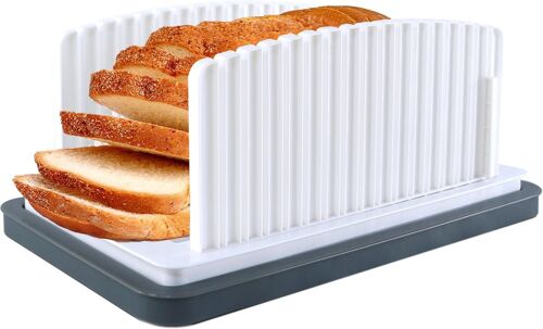 Trancheuse À Pain Améliorée Pour Pain Fait Maison ¿ Pliable, Réglable Avec Guide De Coupe Et Plateau Ramasse-Miettes, Idéale Pour Trancher Les Pains, Toasts Et Sandwiches