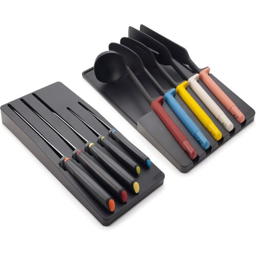 Mevronisshop-Elevate Ensemble De Couteaux De Cuisine Et Ustensiles, Avec Bloc Rangement Dans Le Tiroir, 10 Pièces, Noir/Multicolore