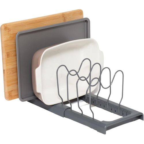 Support extensible pour plaques de cuisson et planches à découper Rangement des couvercles de casseroles Organisateur de placard de cuisine Gris