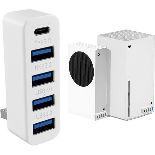 Hub Usb 5 Ports Pour Xbox Series X/S, Adaptateur D'extension Haute Vitesse Pour Xbox Series S/X, Avec 4 Ports Usb 2.0 + 1 Port De Type C, Blanc
