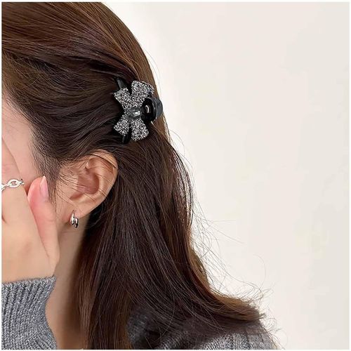 Lbgwp60-Petite Barrette En Acrylique Avec Noeud Papillon Noir Barrette En Acrylique Avec Noeud Papillon Noir Pour Femmes