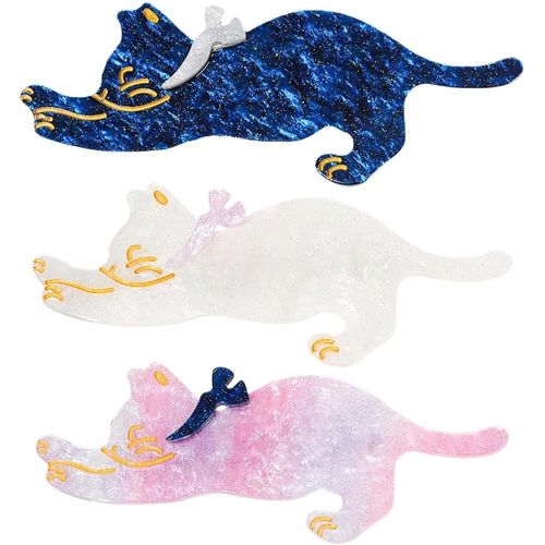 Lbgwp60-Lot De 3 Épingles À Cheveux En Forme De Chat Pour Femme - Accessoires À Cheveux Pour Filles - Décorations À Cheveux Pour Femme - Barrette À Cheveux En Acrylique Pour Femme - Animal
