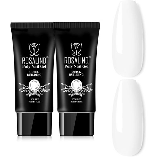 Lbgwp60-Blanc Extension D'ongles En Gel, 2 * 30ml White Poly Nail Tube Gel, Acrygel Faux Ongles Extension Gel Pour D'extensions D'ongles, Nail Art Diy 