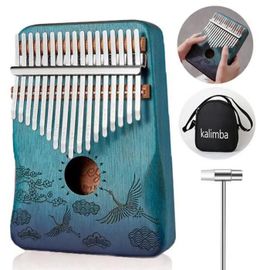 Kalimba Pouce Piano 17 Touches Avec Acajou En Bois Avec Sac, Marteau Et Livre De Musique, Parfait Pour Melomane, Debutants, Enfants