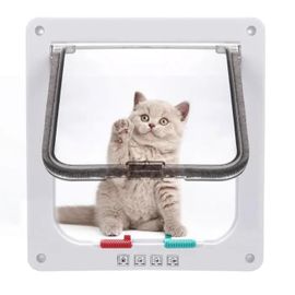 Luckzon Chatière Pour Chat Chatière Magnétique Avec Verrou Rotatif À 4 Voies Pour Chat (S: 19 X 20 X 2.1 Cm, Blanc)
