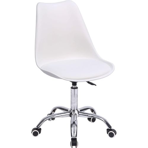 Lbgwp60-Cha De Bureau Blanche Anne, Cha De Travail, Siège De Bureau À Roulettes, Pivotant Et Réglable En Hauteur