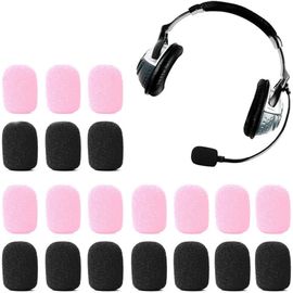 ChenQuanSarl-20 Pièces Bonnette Pour Micro-Cravates, Microphone, Pare-Vent Et Anti-Projection En Mousse Anti Bruit, Pour Casque Audio Et Micro-Casque, Pare-Br Pour Mini, Protecteur De (Noir + Rose)