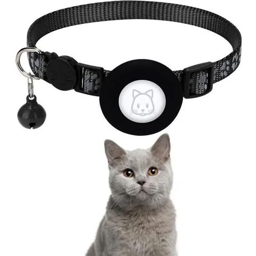 Collier De Localisation Pour Chat Surenhap - Noir - Réfléchissant - Gps Léger