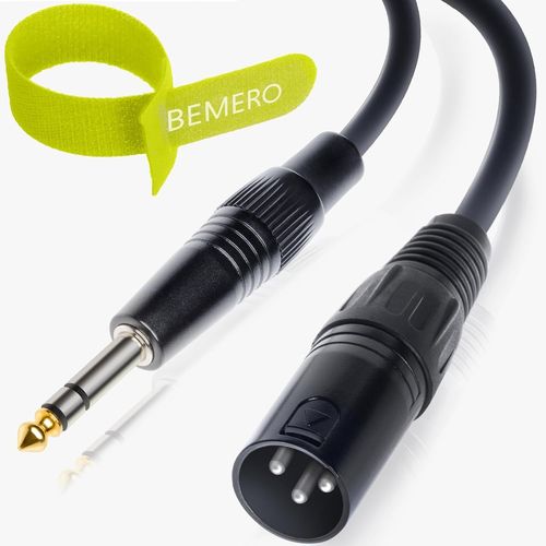 ASFASFq-BEMERO Câble ligne XLR vers jack 6.3 Jack TRS 1,5 m symétrique 3 broches noir