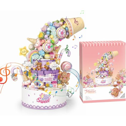 lbgwp60-Si Les Blocs De Construction Tournent La Boîte À Musique, Bonbons Fleur Bonsaï Collection Botanique Jouets De Briques De Construction, Décoration D'Intérieur (Bonbons)