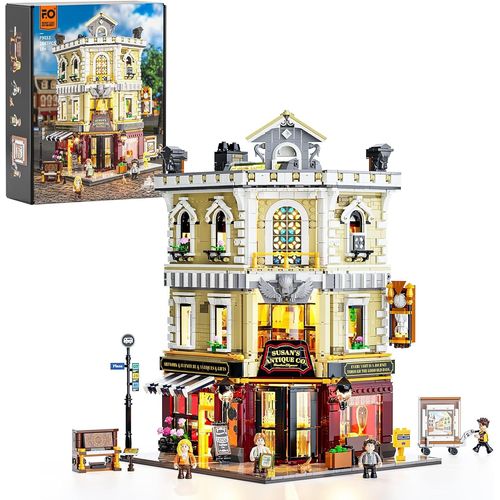 lbgwp60-Magasin-D'Antiquités Kit De Construction, Blocs Modulaires Avec Éclairage, Décor Urbain, Cadeaux De Vacances Pour Adolescents Et Adultes, 2847 Pcs¿Antique-Store