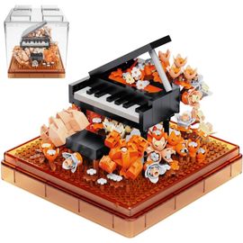 lbgwp60-Bouquet De Fleurs - Mini Briques De Construction - Instruments De Musique - Collection Botanique - Fleur Éternellement Décorée Avec Housse Anti-Poussière (Modèle Piano)