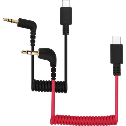 2pcs Câbles Adaptateurs Microphone USB C vers TRS 3,5mm,pour Hollyland Lark M1/M2/MAX/150/M1/MAX Duo Câble Sortie Audio DAC Câble Spiralé Rode Wireless GO 2/ME/Pro Android iPhone 15/16