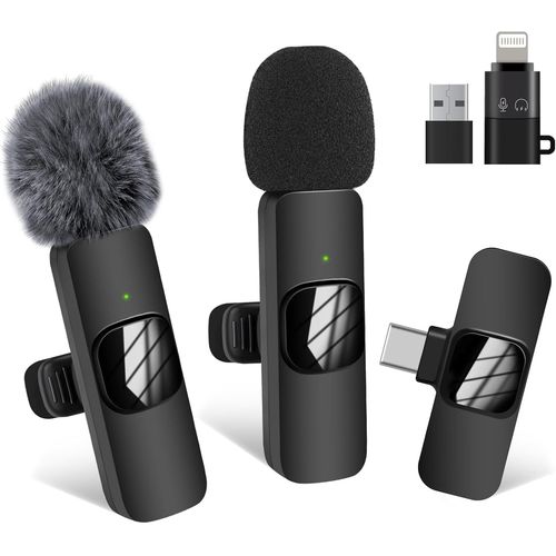 ChenQuanSarl-Microphones Sans Fil Pour Iphone Ipad, 2 Mini Microphones Cravate Sans Fil Usb-C Pour Iphone/Ios/Android/Pc/Ordinateur Portable, Enregistrement Vidéo/Vapeur En Direct/Entretien/Tiktok/Yo