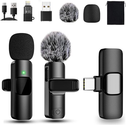 ChenQuanSarl-Micro Cravate Sans Fil, Pour Iphone/Android/Pc, Suppression Du Bruit, Microphone À Pince Plug-Play, Mini Microphone Pour Enregistrement Vidéo, Vlog, Youtube, Tiktok