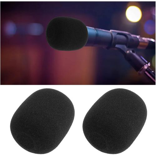 ASFASFq-Lot de 2pcs Filtres Anti-Pop pour Microphone SM58 Compatible avec Shure SM58 PGA48-XLR PGA48 SM58 Beta58A SM48 SM58-S SM58-CN Micro Type Boule 7.6x6.5cm, Noir