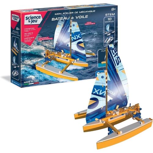 lbgwp60-52537 - Mon Atelier De Mécanique, Bateau À Voile Flottant - Jeu De Construction - Version França - 8 Ans Et Plus - Fabriqué En Italie