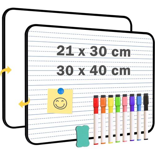 Lbgwp60-Tableau Blanc Magnétique Double Face Ligné, Effaçable À Sec, 30 X 42 Cm, Petit Tableau Blanc Portable Pour Salle De Classe Pour Étudiants Et Enfants
