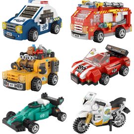 lbgwp60-Lot De 6 Mini Blocs De Construction De Véhicules - Collection À Thème De Véhicule - Jouet De Construction - Jolies Décorations Pour La Maison (Série 2)