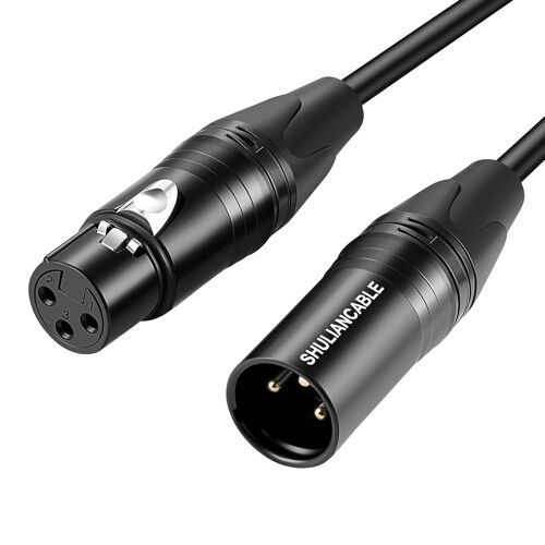 Câble XLR,Professionnel symétrique Mâle vers Femelle Microphone Cable,Compatible avec Microphone,Table de Mixage,Caméra,Amplificateur,Alimentation Fantôme,Hautparleur (15M)