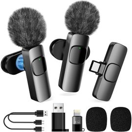 ChenQuanSarl-Micro Cravate Sans Fil, Mini Micro Pour Iphone/Android/Comprimé, Wireless Lavalier Microphone Pour Enregistrement, Tiktok, Youtube, Live - Microphone Antibruit