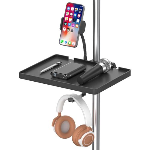 Plateau universel pour micro, support de micro réglable à pince sur étagère utilitaire, plateau de pupitre pour partitions de musique, diffusion en direct, karaoké, enregistrement, accessoires de