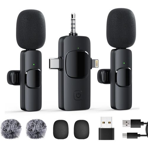 ChenQuanSarl-Lavalier Microphone Sans Fil Lapel Microphone Sans Fil Mini Microphone Mobile Pour Iphone/Android/Pc, Plug Play, Petit Microphone Mobile, Lavalier Sans Fil Pour Enregistrement Tiktok En
