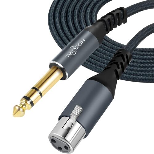 Câble XLR Femelle vers TRS 6,35 mm,Tressé Cable XLR Jack Stéréo 6.35 mm équilibré vers Microphone 0,3M (Profesional/Hifi)