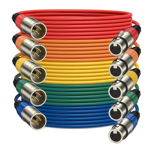 lbgwp60-Câble Micro Xlr, Câbles Micro Balancés Xlr Mâle À Xlr Femelle Colorés, Câbles De Haut-Parleur Xlr Plaqués Or 3 Broches Pour Mixeur, Amplificateurs, Enregistrement, Pack De 5, 1,83 M