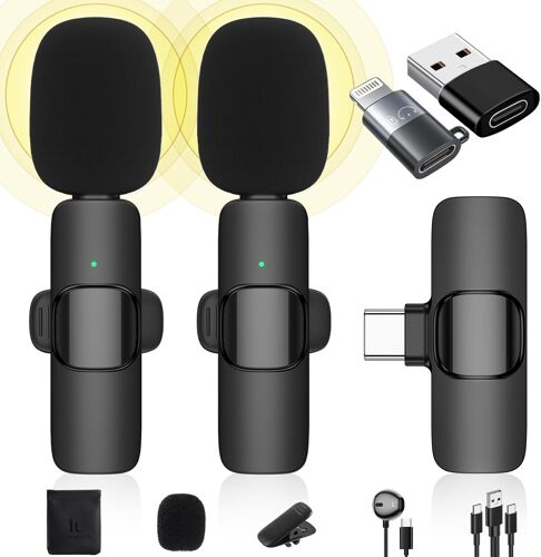 Microphone Cravate Sans Fil Compatible Avec Iphone/Ipad/Téléphone Android/Ordinateur Portable, Micro À Clipser Plug-Play Avec Réduction Du Bruit Pour Enregistrement Vidéo/Live Steam/Interview