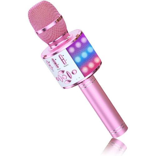 ASFASFq-BONAOK Magic Sing Karaoké Microphone Bluetooth Karaoké Enfants 4 en 1 Microphone Sing Microphone, Microphone Sans Fil Bluetooth Karaoké pour la Maison de Fête, compatible avec iOS/Android (Ro