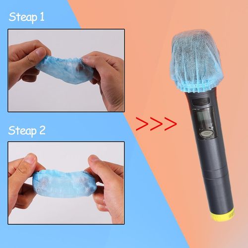 ASFASFq-50 pièces couvertures de micro hygiéniques jetables non tissées antibactériennes pour la plupart des microphones portables, pour karaoké, concerts,(5 couleurs,10 de chaque couleur)