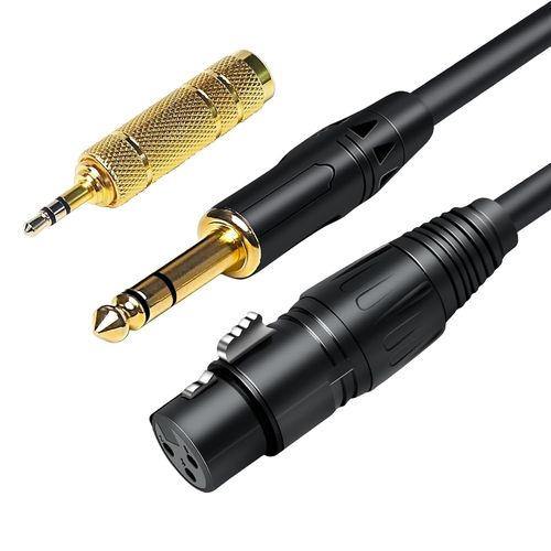 Microphone Câble 5M,6.35mm mini Jack,câble de microphone TRS Stéréo,avec adaptateur Stéréo à 3.5mm,connecteur XLR mâle équilibré,pour caméra,appareils photo,appareil d'enregistrement