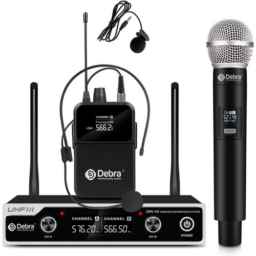 Uhf Ubr-102 Pro \U2013 Système De Micros Sans Fil, Portée 80 M, Anti-Bruit, Pour Église, Réunion, Karaoké Et Mariage (1 Palmare + 1 Bodypack)