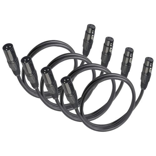 lbgwp60-Lot De 4 Câbles Dmx Pour Microphones Et Éclairage De Scène, Câble Dmx Xlr Mâle Vers Xlr Femelle 1.2 M Avec Connecteur À 3 Broches