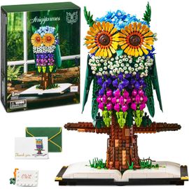 Ideas Jouet De Construction Chouette, Décoration Pour Maison Et Chambre Avec Fleurs, Collection Botanique De Chouettes, Cadeaux Créatifs De Noël Pour Adultes Et Enfants De 12+ Ans (1989 Pièces)