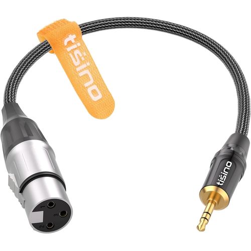 ASFASFq-tisino Cable XLR vers Jack 3,5mm, symétrique XLR femelle vers mini jack stéréo 3,5mm pour microphones de studio ou à condensateur - 30 cm