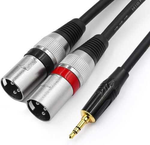 VornixorSarlshop-Câble de 3,5 mm vers XLR, câble de raccordement de câble de dérivation stéréo mâle de 3,5 mm à deux XLR - 3 mètres