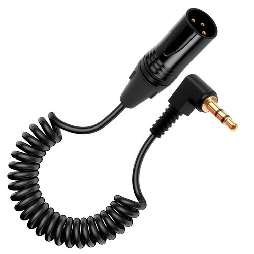3.5 mm Mini Jack Stéréo vers XLR Câble Microphone Mâle,Câble Enroulé XLR 3 Broches Mâle à Angle Droit Audio 3,5 mm 1/8 Pouces TRS,pour Ordinateur Portable Microphone Amplificateur