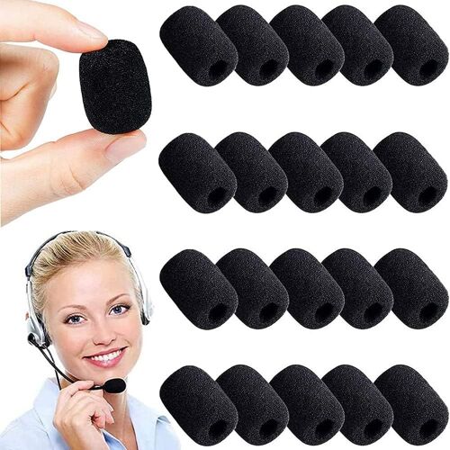 40 Pièces Microphones Couvertures en Mousse,Microphone Bonnettes,Bonnettes Anti Vent pour Micro Casque,Mini Éponge Bonnette Micro pour Salle Classe,Salle Conférence,Interviews Presse (Noir)