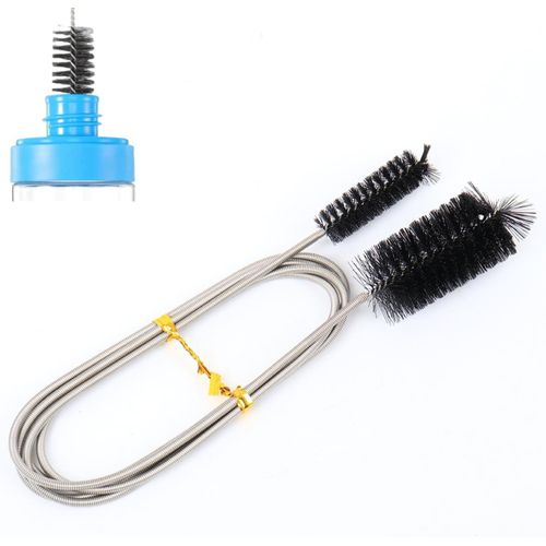 Brosse De Nettoyage Flexible À Double Tête En Acier Inoxydable,Tuyau En Verre Et Plastique,Outil De Nettoyage Pour Tuyaux D'aquarium,155 Cm