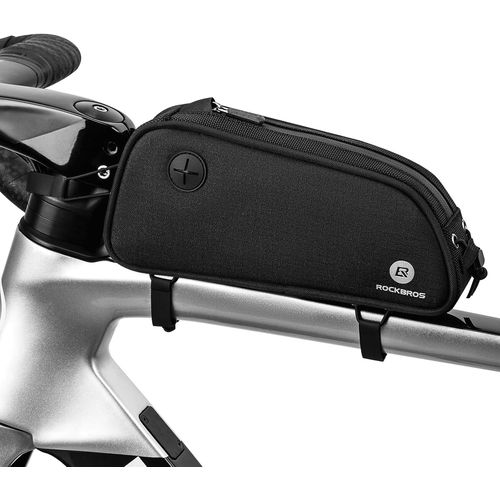 Sept-Sacoche De Cadre De Vélo Sacoche De Tube Supérieur Pour Cadre De Vélo 1.3 L Mtb Avec Logo Réfléchissant Noir