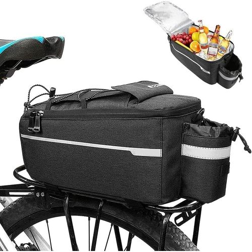 SEPT-Sac de Porte Bagages Arrière de Vélo 10L, Sac à Bagages à Vélo, Sac Lsolant, Siège de Vélo de Tronc Multifonctionnel Sac de Refroidissement, Sac à Bandoulière, Noir Amovible Rapidement